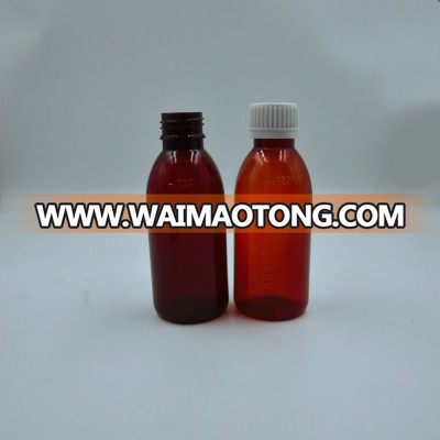 100ML 150ML PET Plastic Amber Pharmaceutical Empty Pet Amber Plastic Bottles Cough Syrup Bottle