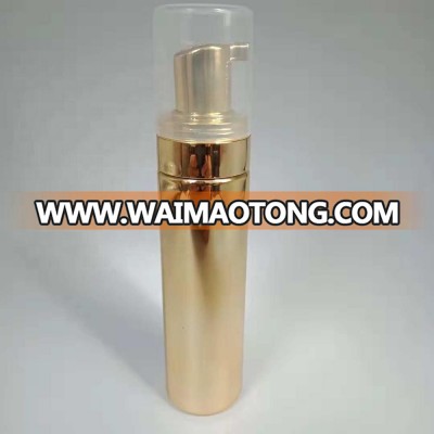 OEM Foam pump bottle  60ml 70ml 90ml 100ml Gold plating cleansing mousse bottle PET plastic shampoo bottle