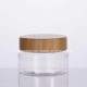 Cosmetic Packaging Transparent Plastic Pet Jar with Bamboo Lid (PPC-BS-048)